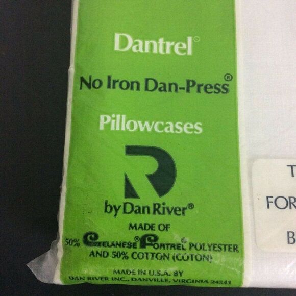 Dantrel No Iron Muslin Standard Pillowcases 20x26 White Vtg 60s New Old Stock - Picture 5 of 5